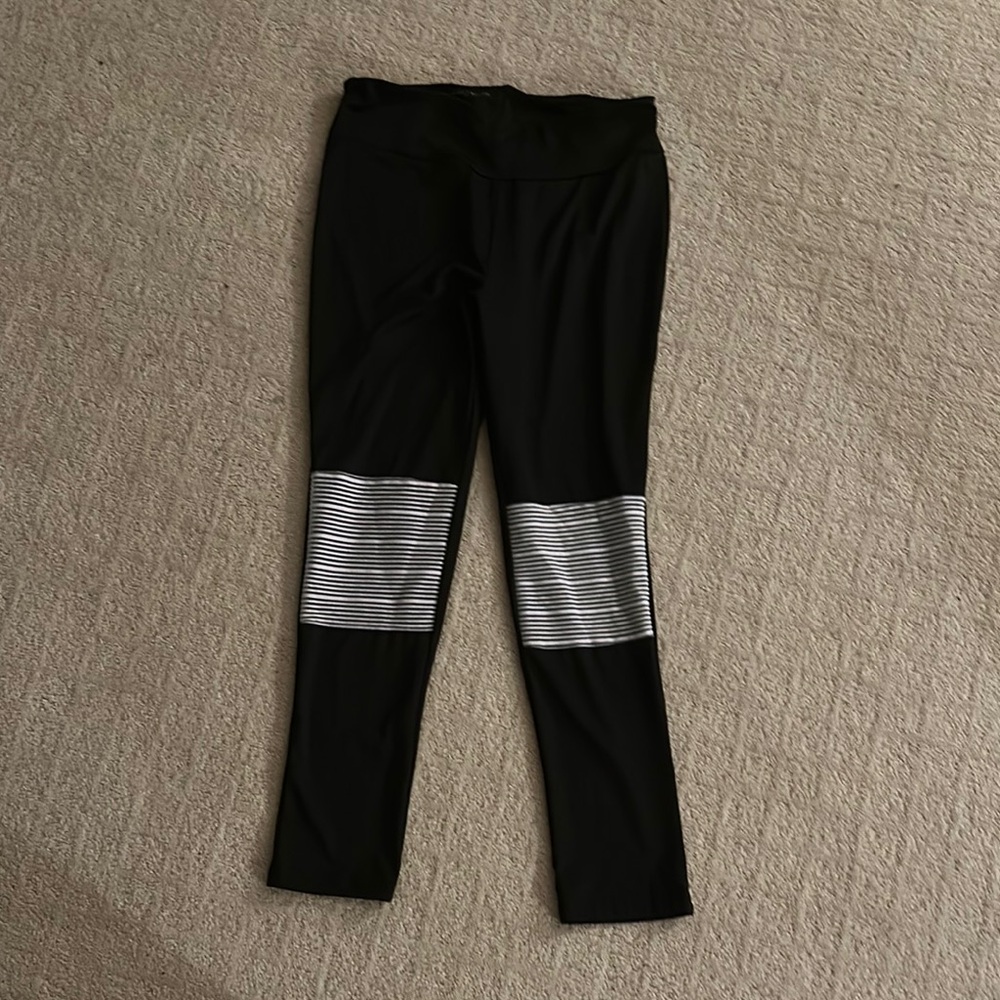 Black Leggings with Striped Accents